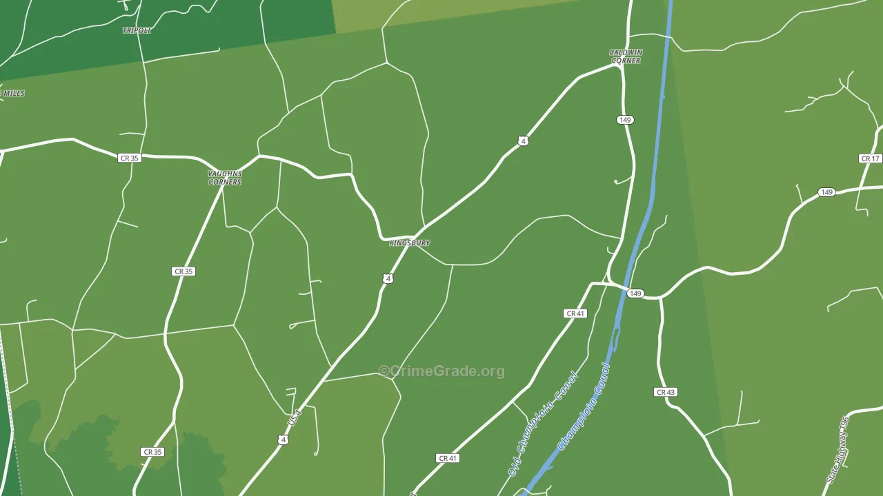 Kingsbury, NY Map of Vandalism Rates