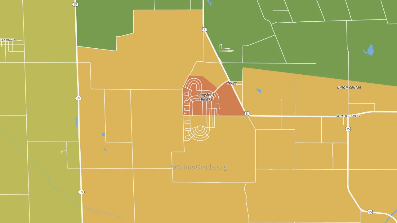 Kingsford Heights, IN Map of Vandalism Rates
