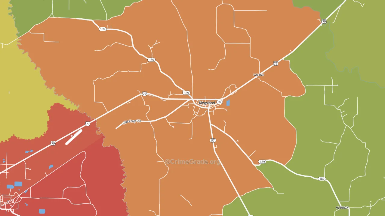 Kingsland, AR Map of Vandalism Rates