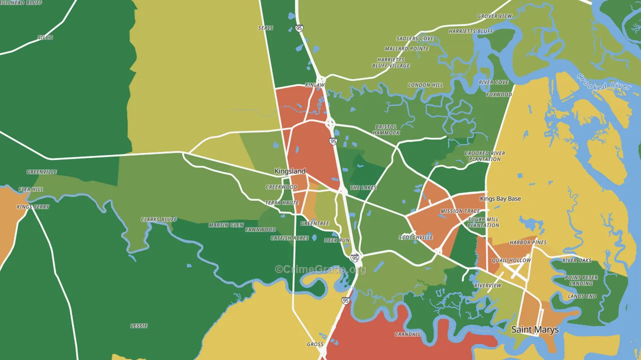 Kingsland, GA Map of Vandalism Rates