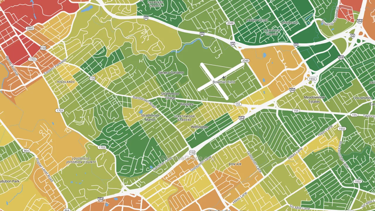 Kingsley, KY Map of Vandalism Rates