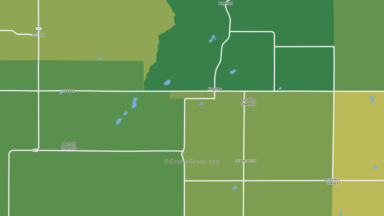 Kingsley, MI Map of Vandalism Rates