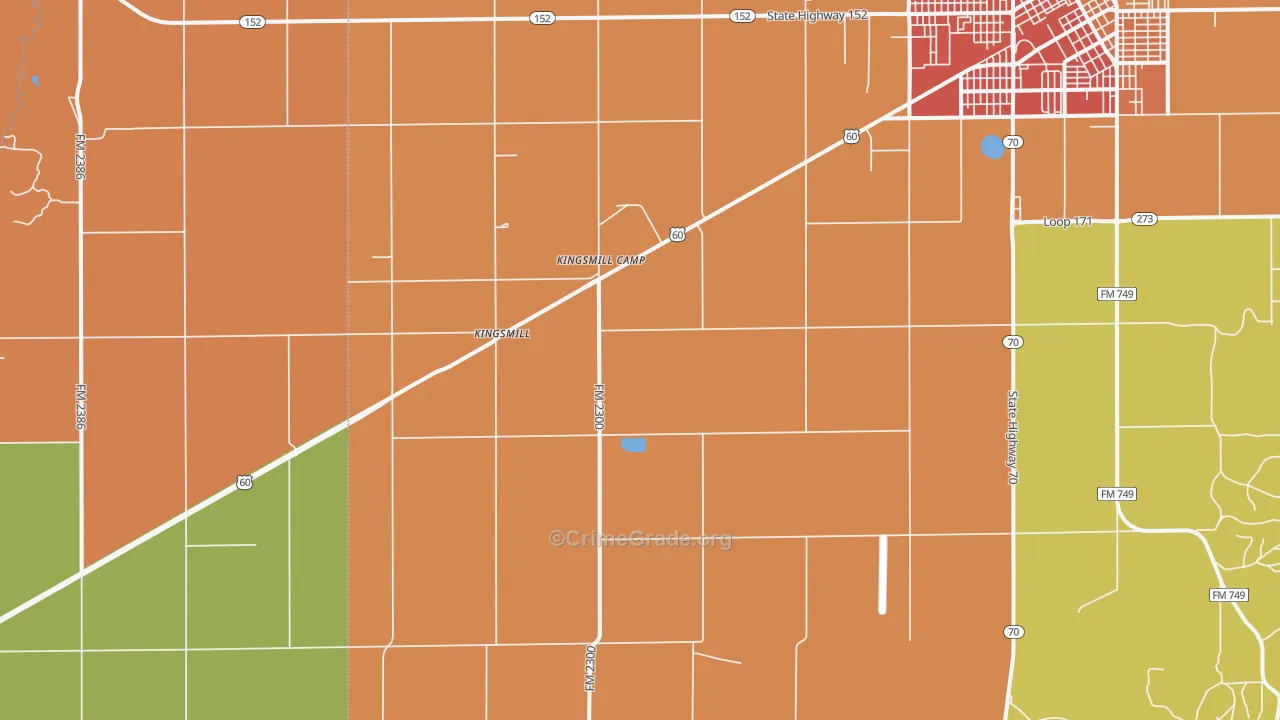 Kingsmill, TX Map of Vandalism Rates