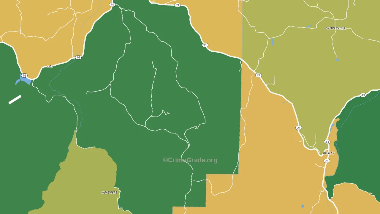 Kingston, AR Map of Vandalism Rates