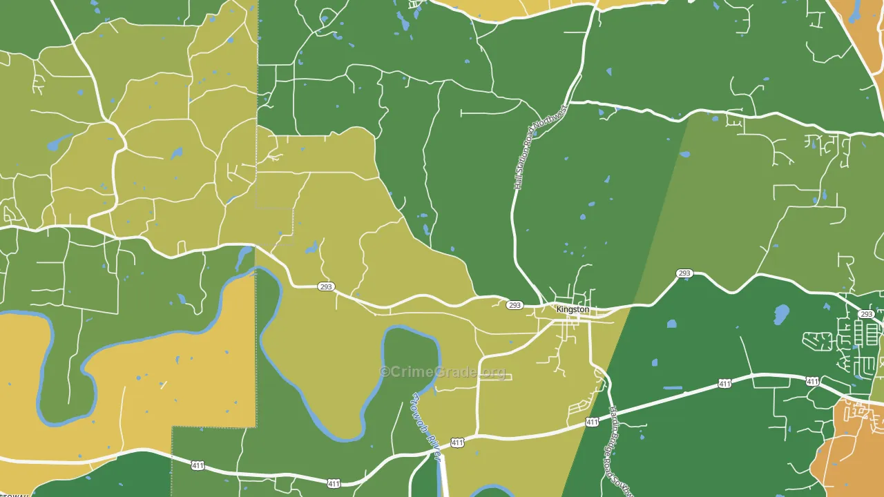 Kingston, GA Map of Vandalism Rates