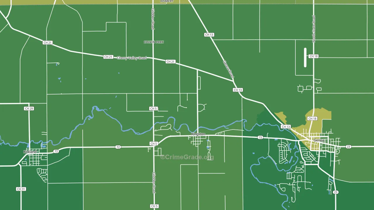 Kingston, IL Map of Vandalism Rates