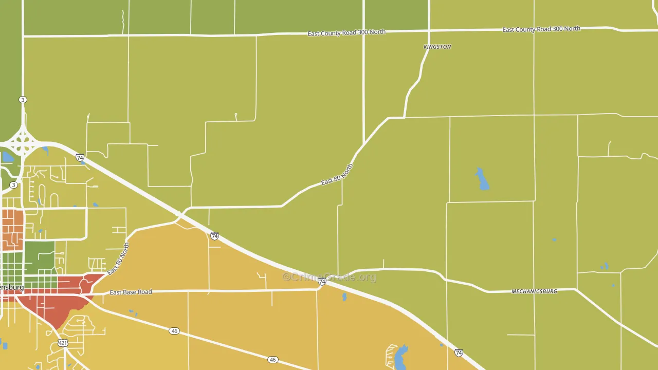 Kingston, IN Map of Vandalism Rates