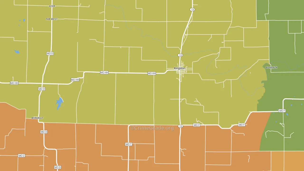 Kingston, MO Map of Vandalism Rates