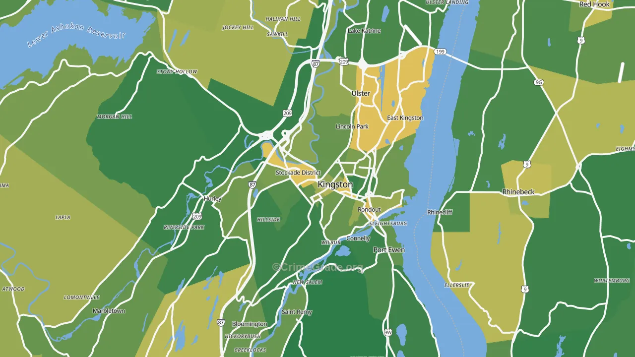 Kingston, NY Map of Vandalism Rates
