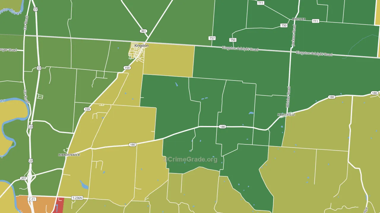 Kingston, OH Map of Vandalism Rates