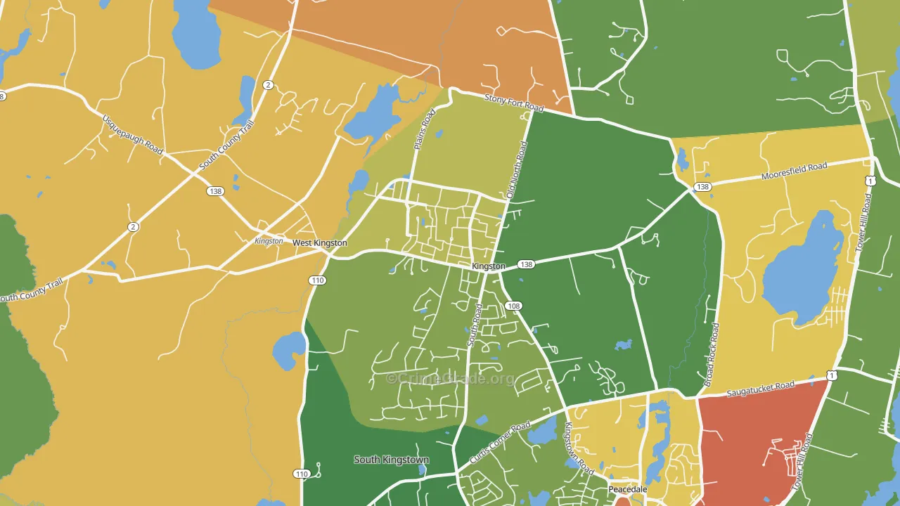 Kingston, RI Map of Vandalism Rates