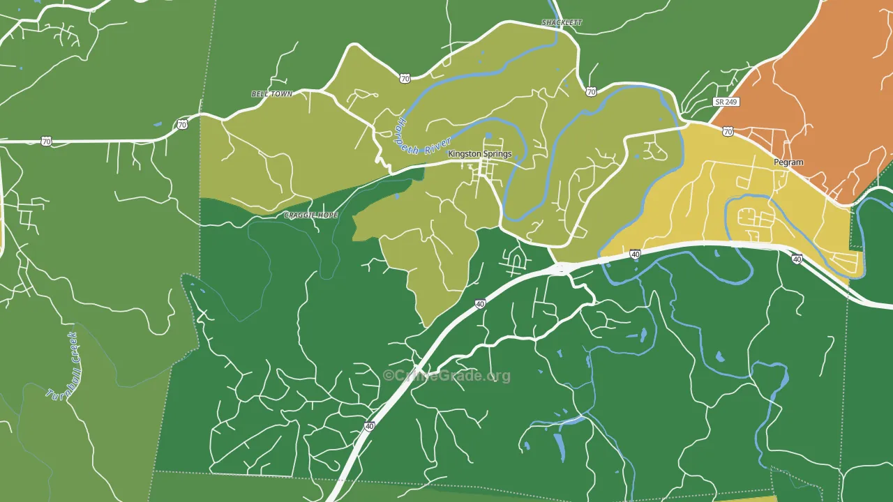 Kingston Springs, TN Map of Vandalism Rates