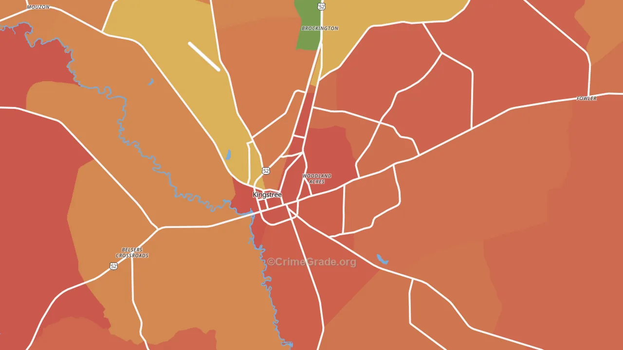 Kingstree, SC Map of Vandalism Rates