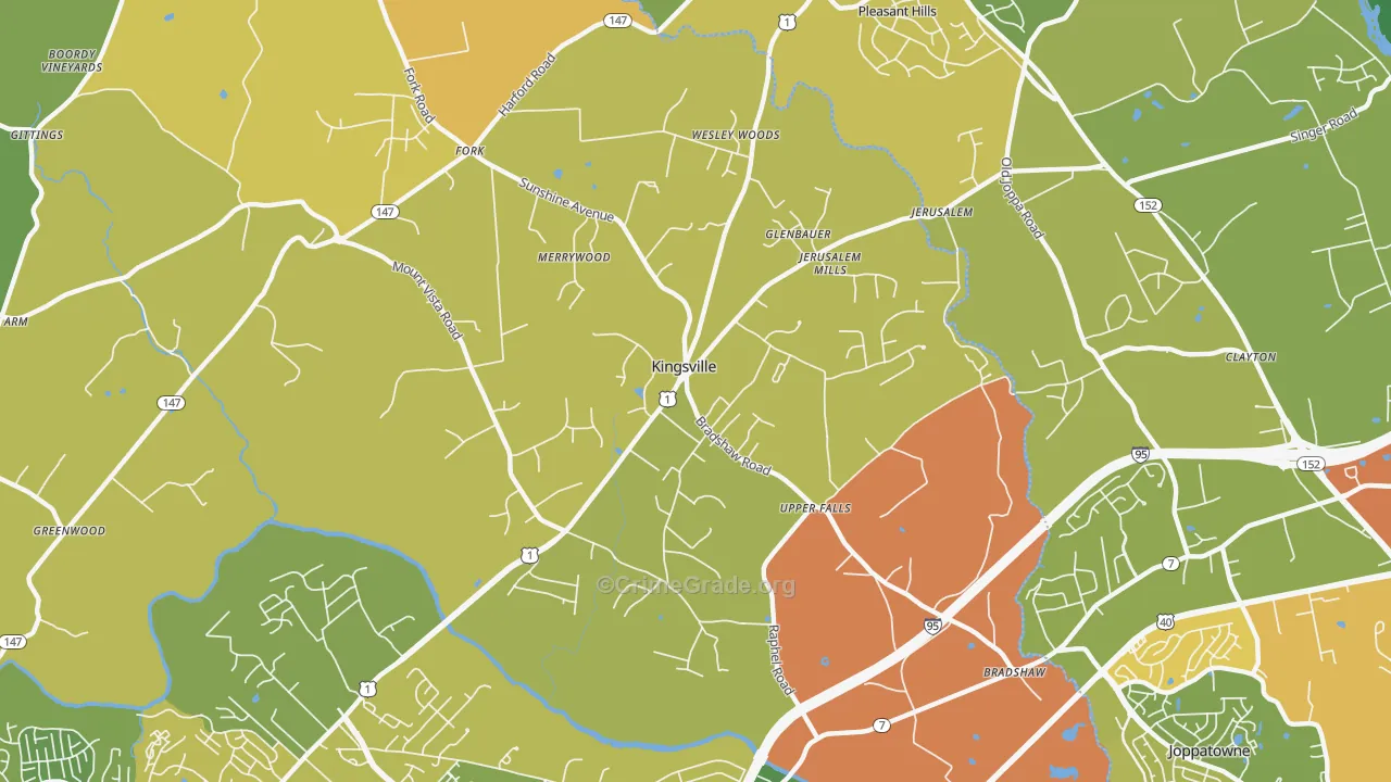 Kingsville, MD Map of Vandalism Rates