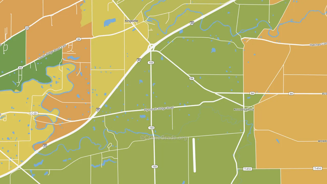 Kingsville, OH Map of Vandalism Rates