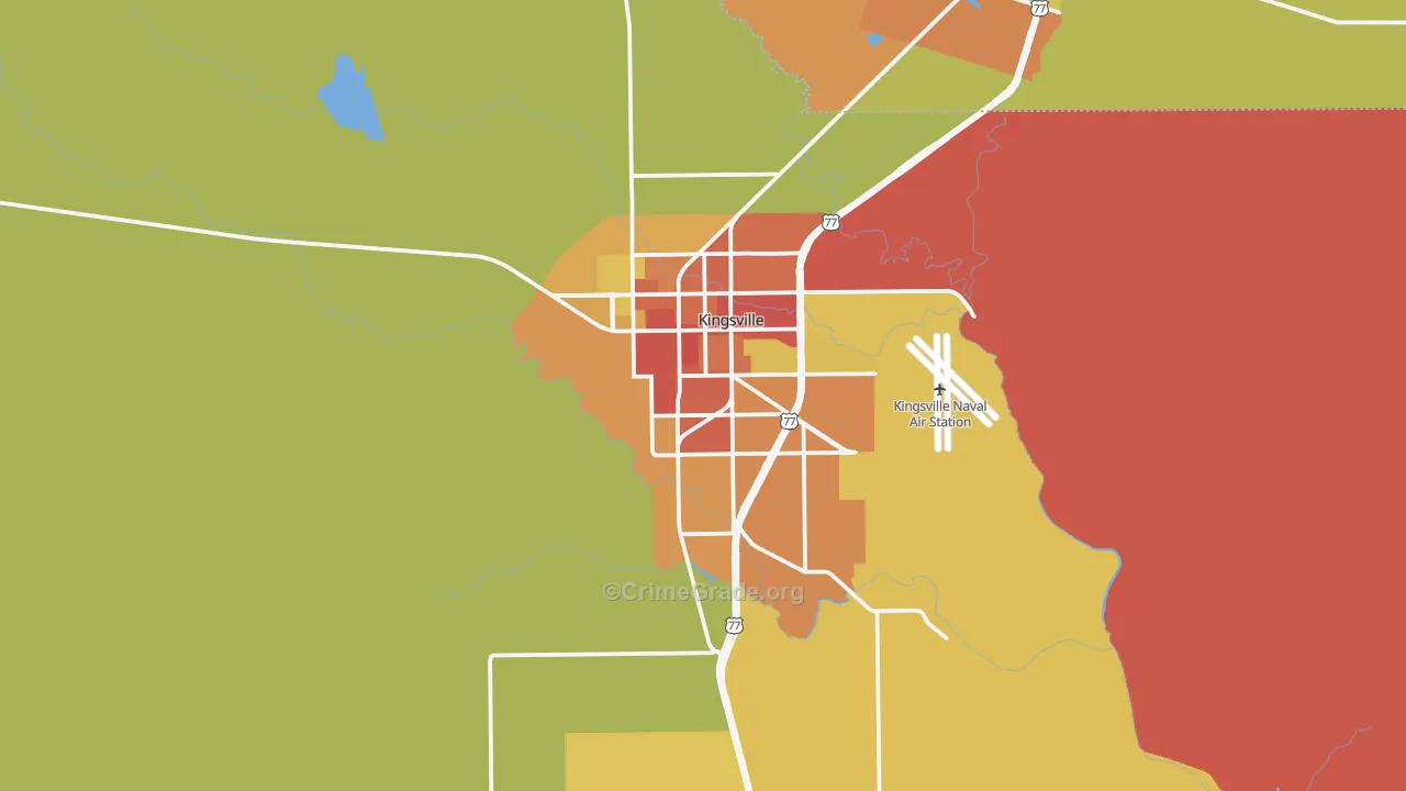 Kingsville, TX Map of Vandalism Rates