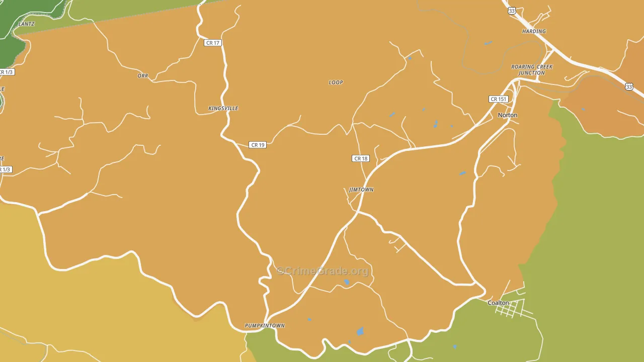 Kingsville, WV Map of Vandalism Rates