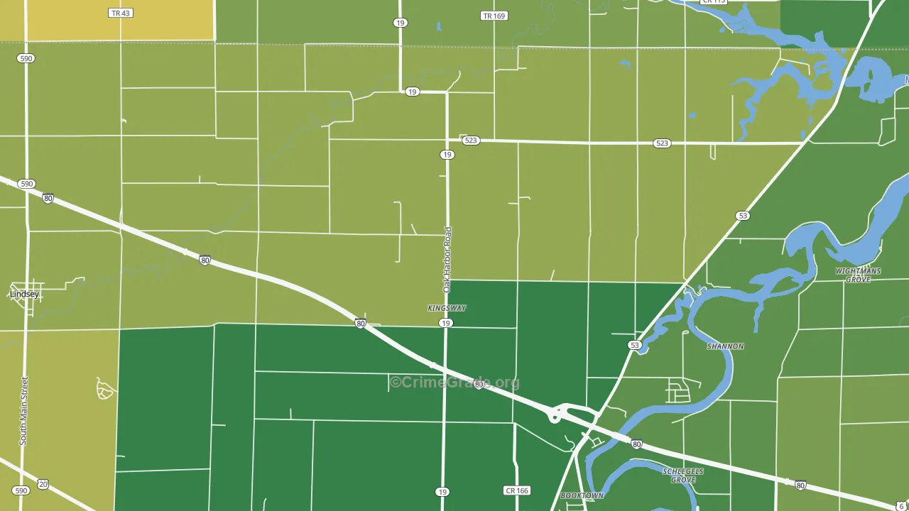 Kingsway, OH Map of Vandalism Rates