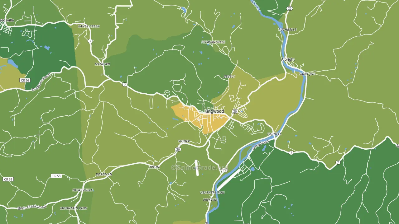 Kingwood, WV Map of Vandalism Rates