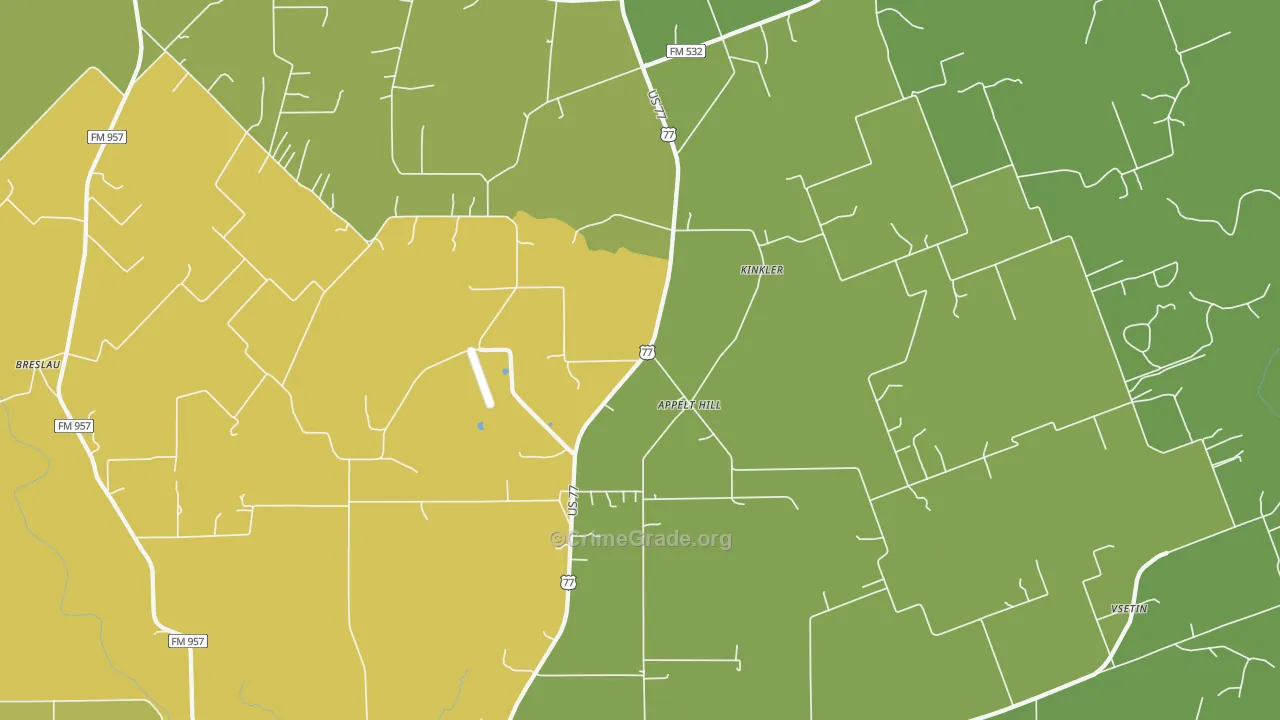 Kinkler, TX Map of Vandalism Rates
