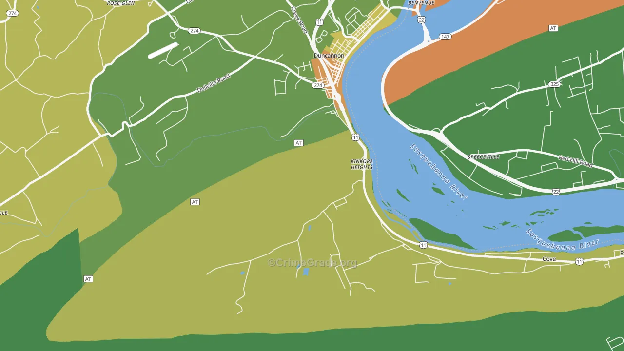Kinkora Heights, PA Map of Vandalism Rates