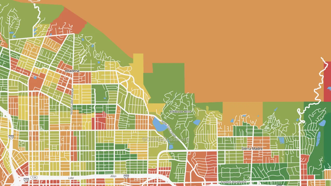 Kinneloa Mesa, CA Map of Vandalism Rates