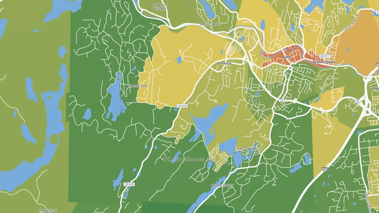 Kinnelon, NJ Map of Vandalism Rates