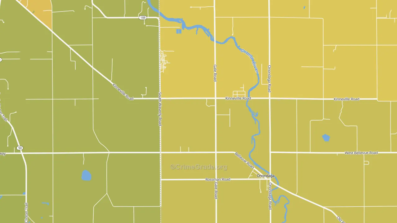 Kinneville, MI Map of Vandalism Rates