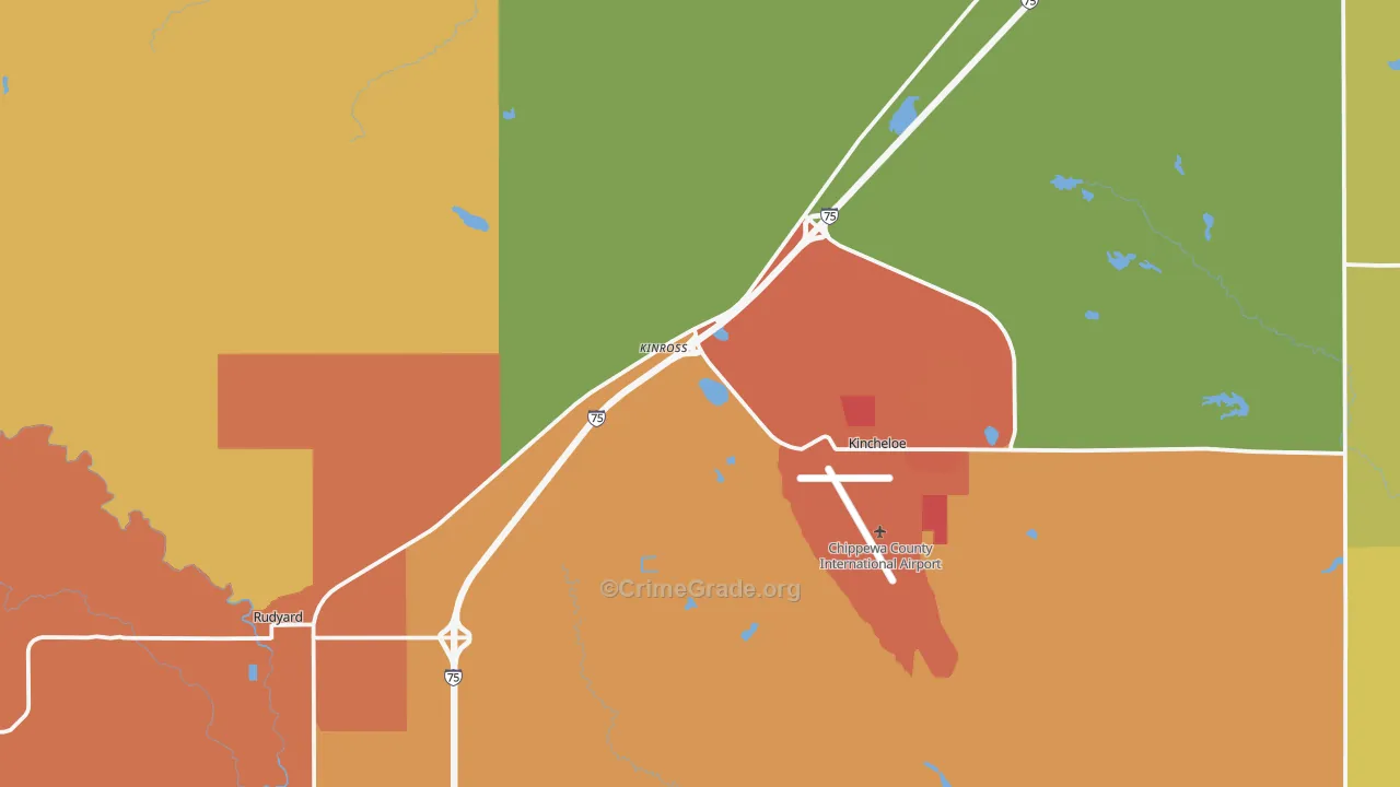 Kinross, MI Map of Vandalism Rates