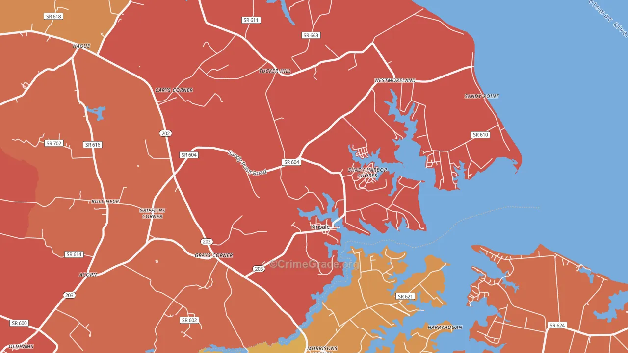 Kinsale, VA Map of Vandalism Rates