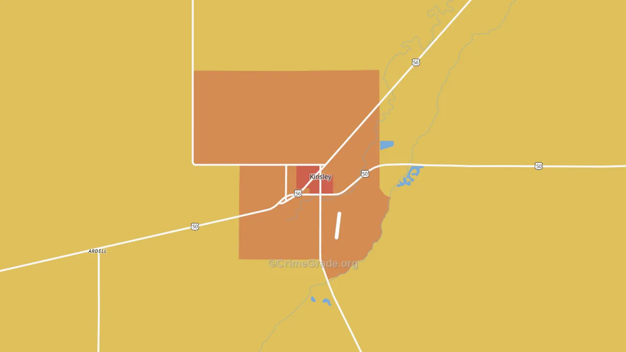 Kinsley, KS Map of Vandalism Rates