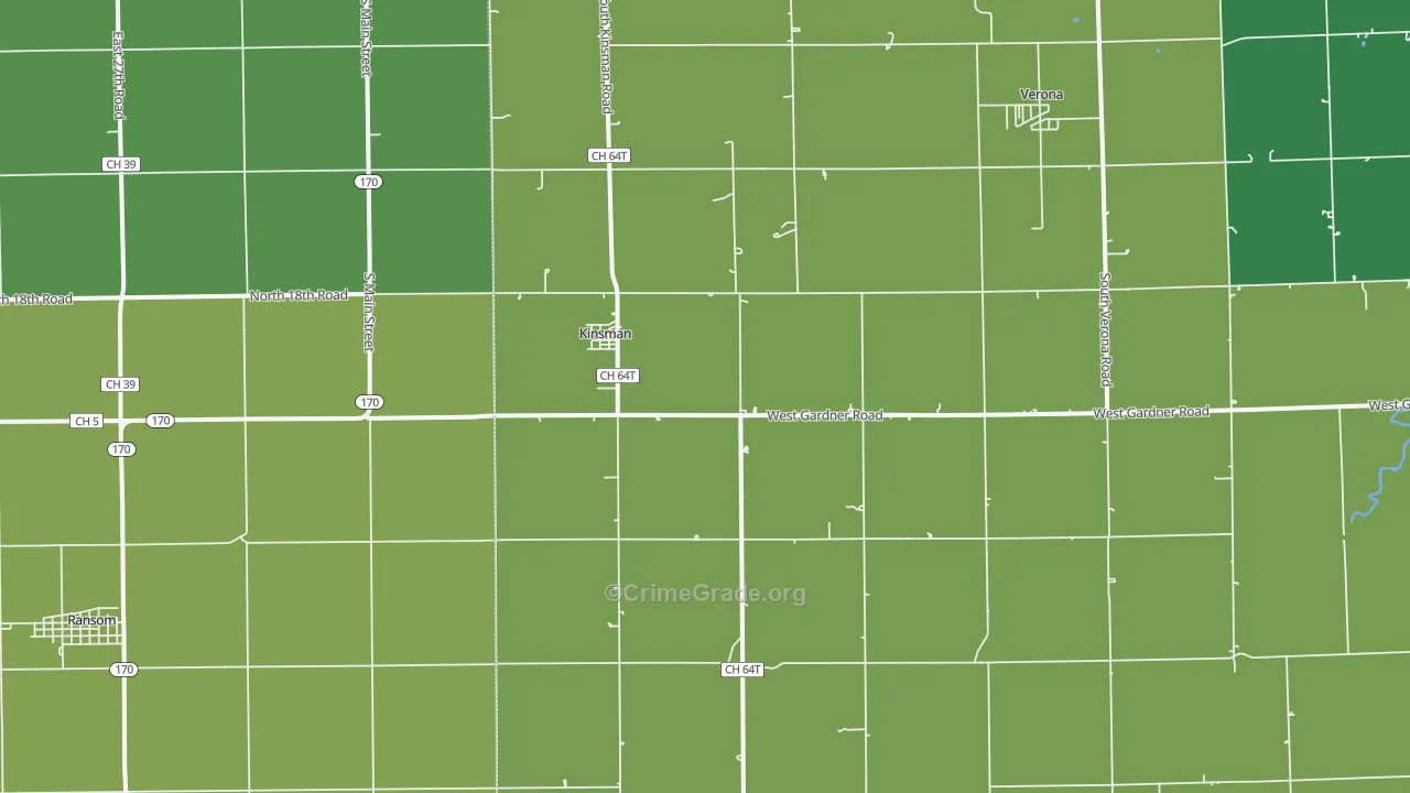 Kinsman, IL Map of Vandalism Rates