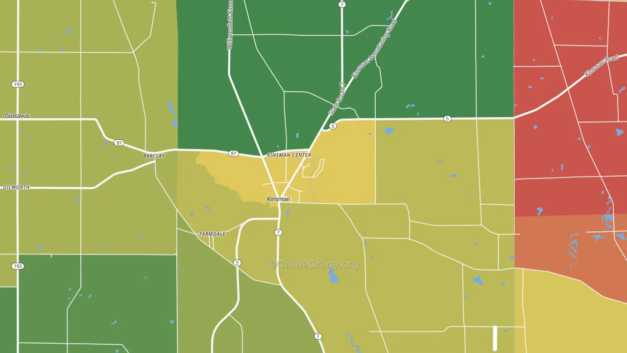 Kinsman, OH Map of Vandalism Rates