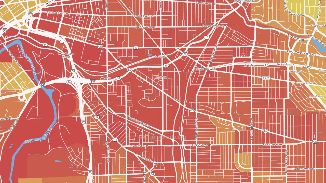 Kinsmith, Cleveland, OH Map of Vandalism Rates