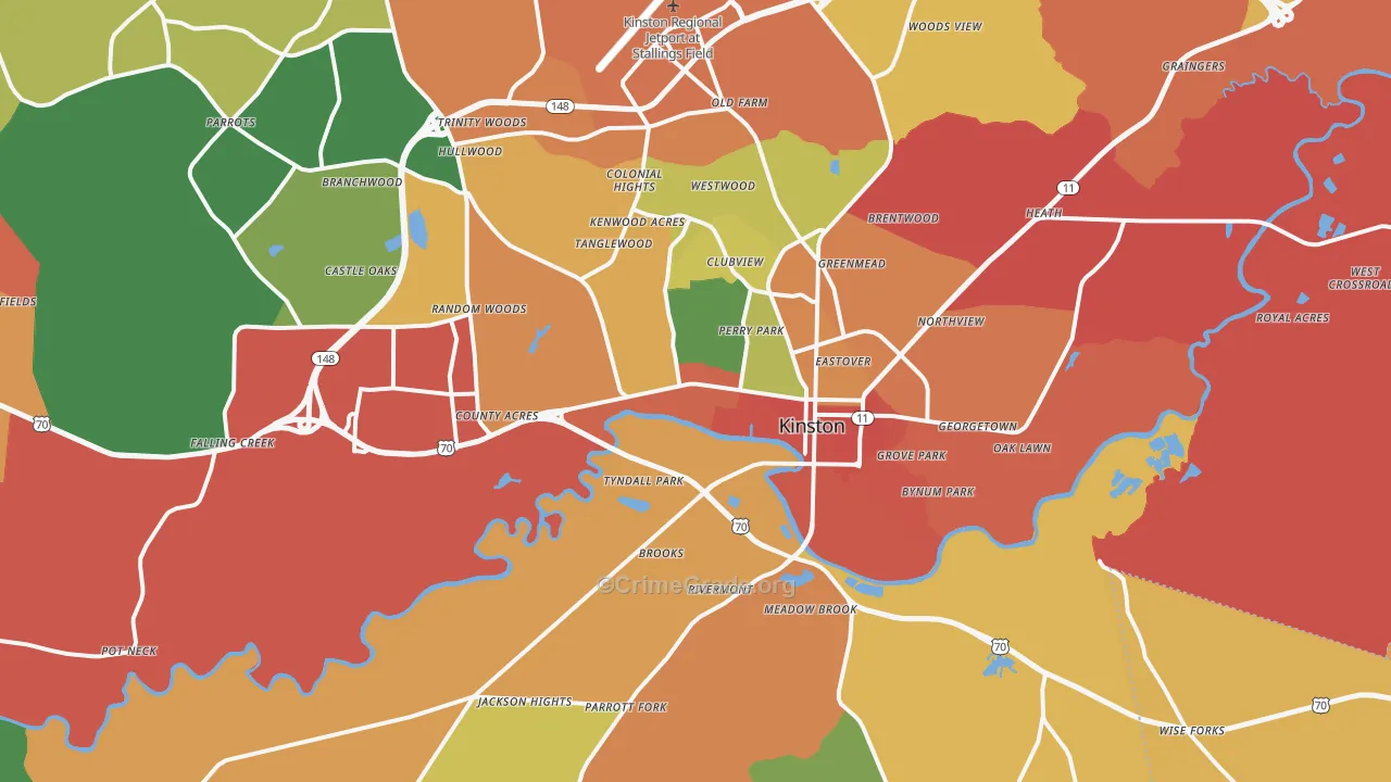 Kinston, NC Map of Vandalism Rates