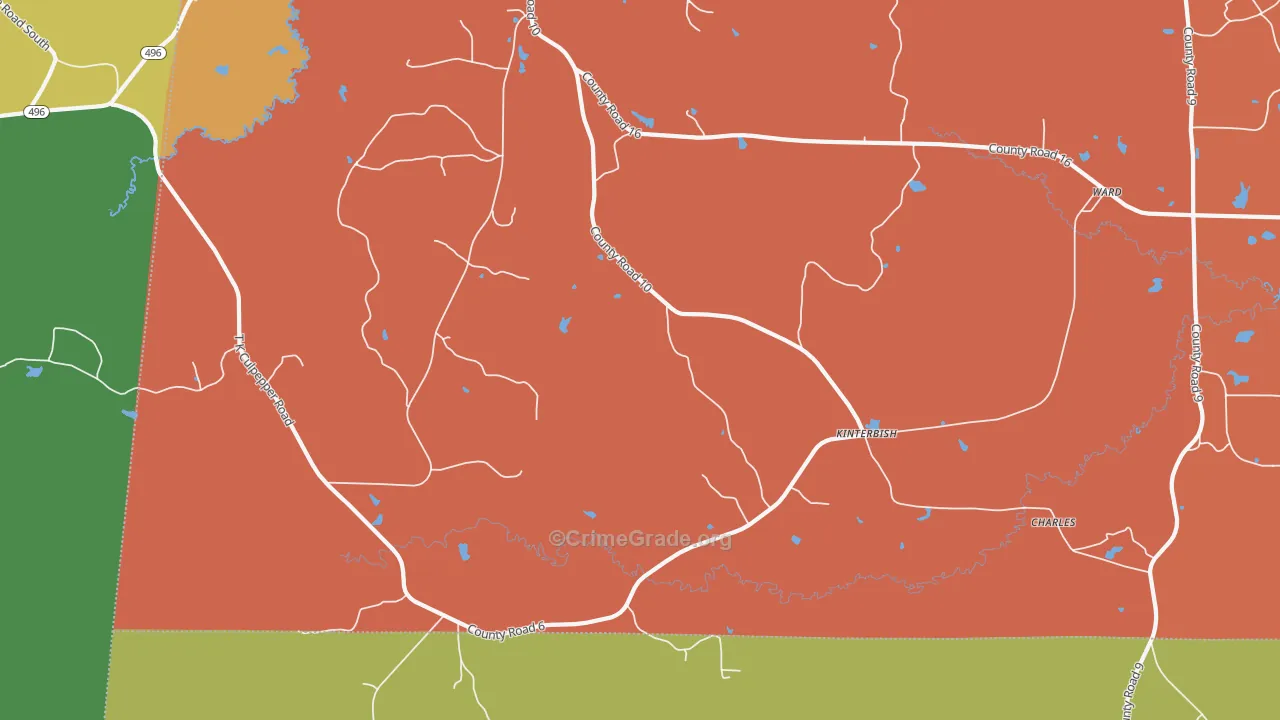 Kinterbish, AL Map of Vandalism Rates