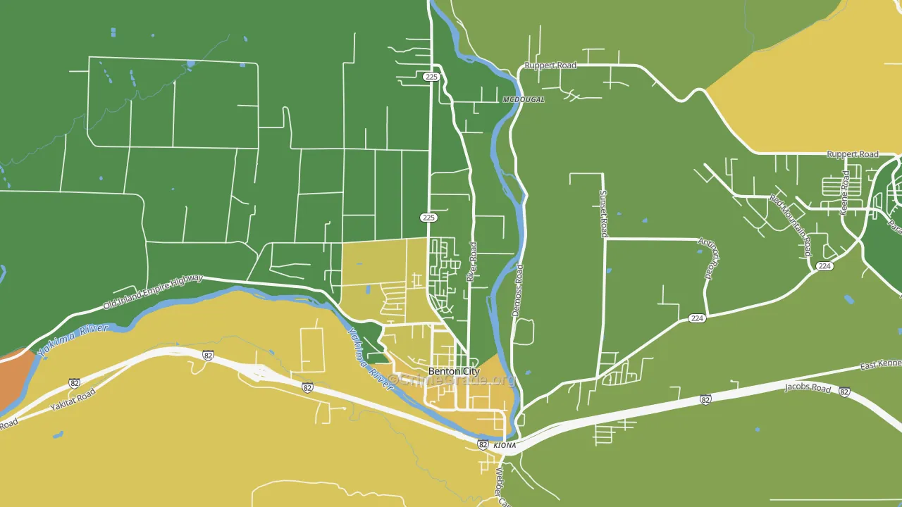 Kiona, WA Map of Vandalism Rates
