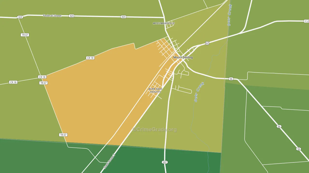 Kiousville, OH Map of Vandalism Rates