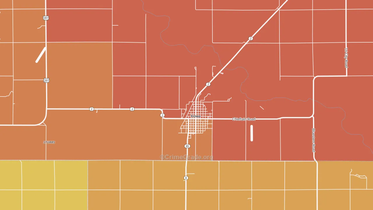 Kiowa, KS Map of Vandalism Rates