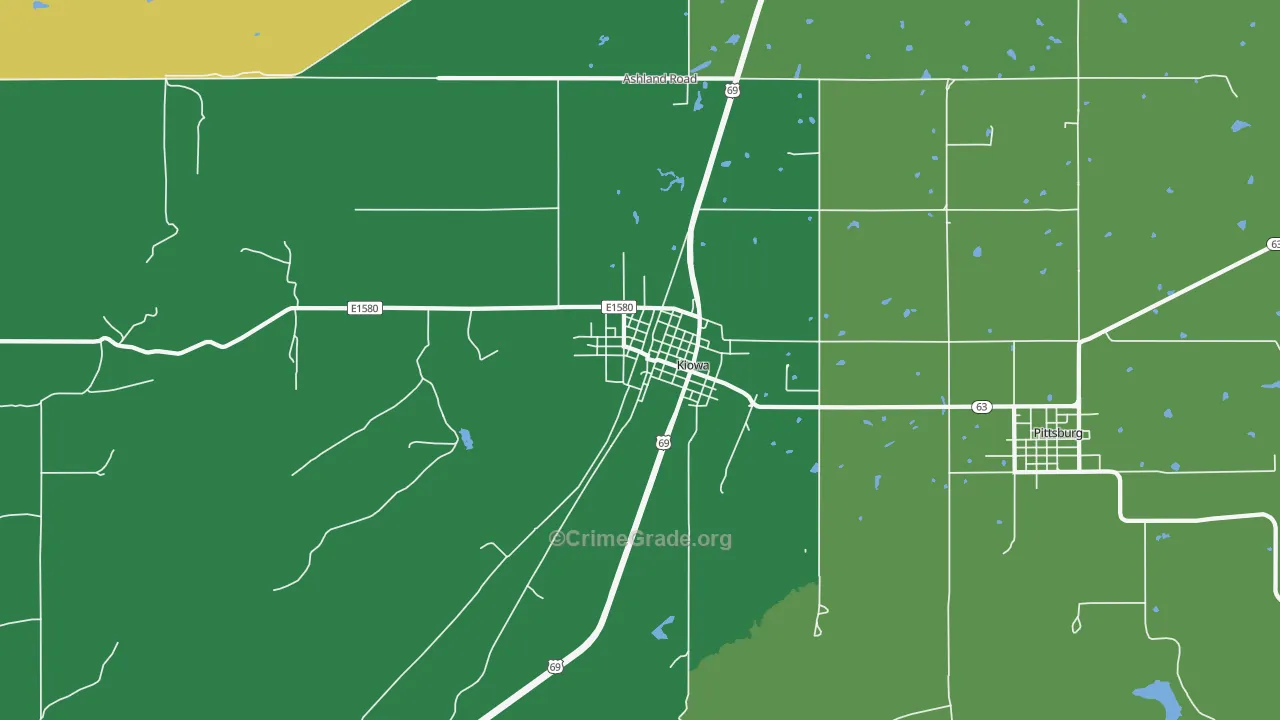 Kiowa, OK Map of Vandalism Rates