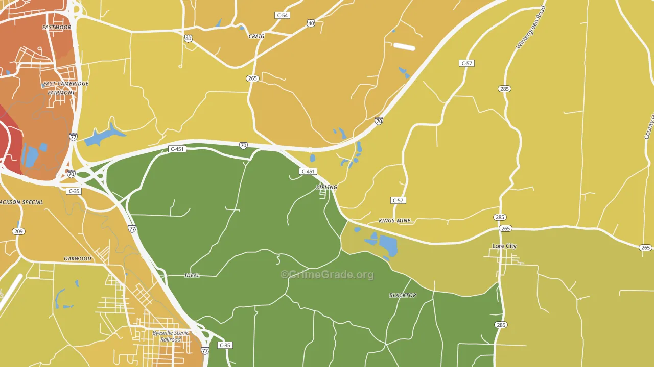 Kipling, OH Map of Vandalism Rates