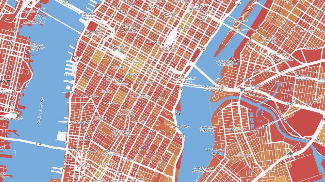 Kips Bay, Manhattan, NY Map of Vandalism Rates