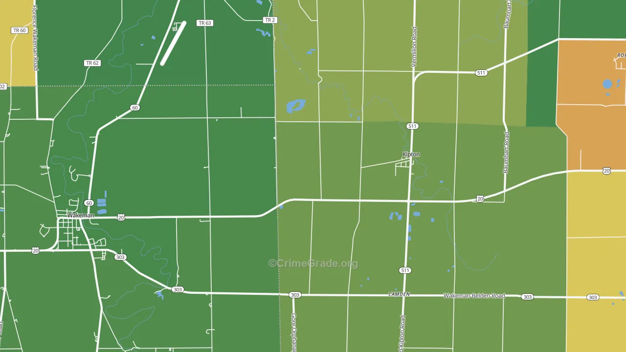 Kipton, OH Map of Vandalism Rates