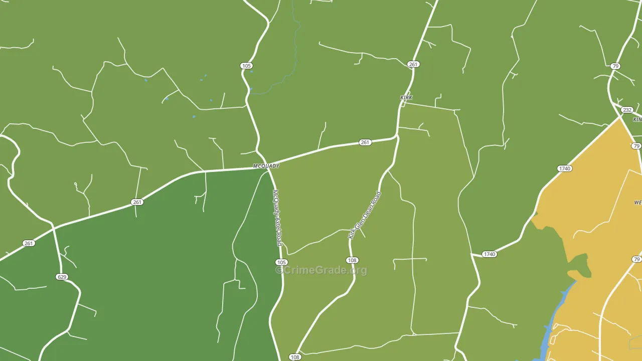 Kirk, KY Map of Vandalism Rates