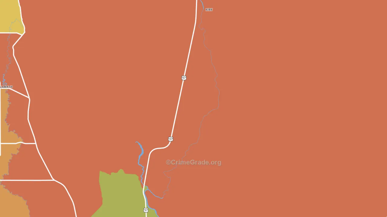 Kirk, OR Map of Vandalism Rates