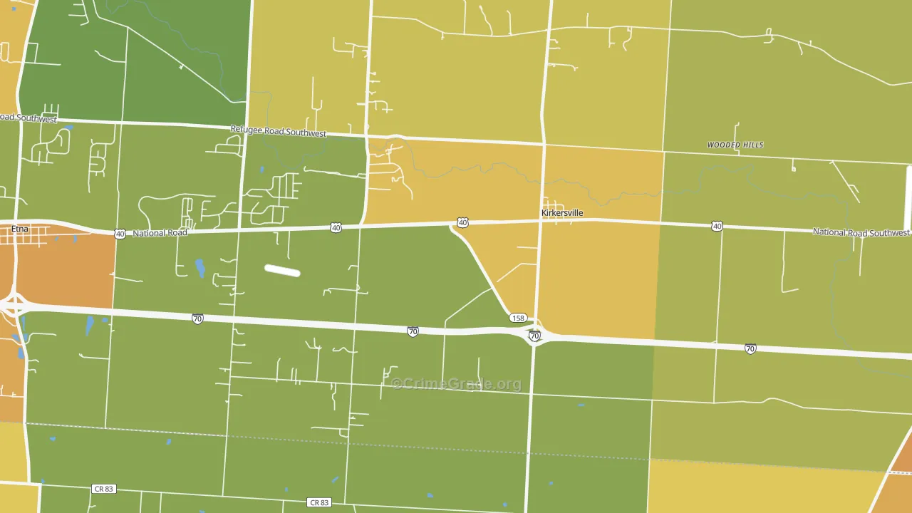Kirkersville, OH Map of Vandalism Rates