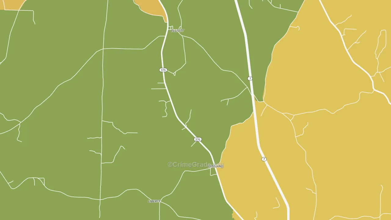 Kirkland, AR Map of Vandalism Rates