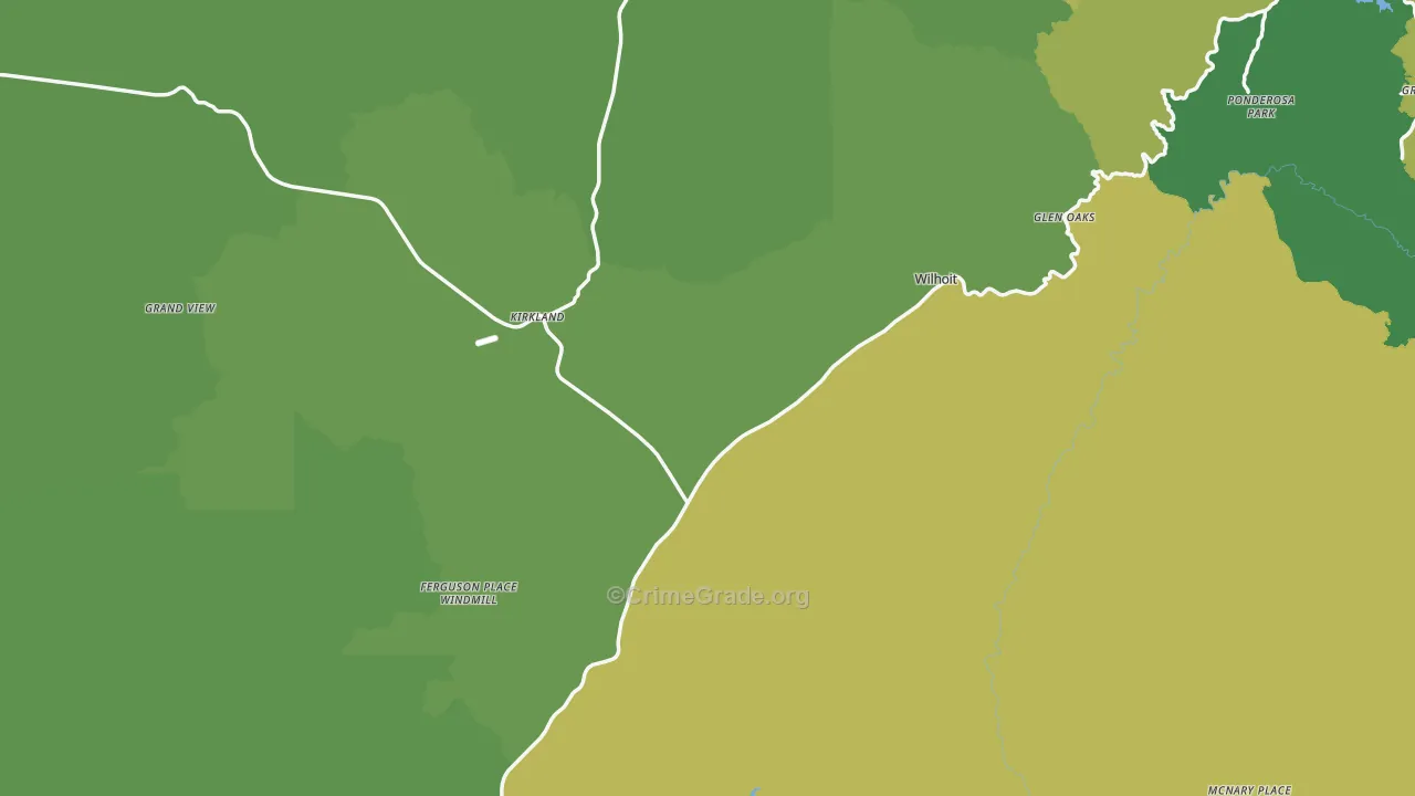 Kirkland, AZ Map of Vandalism Rates