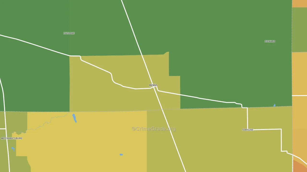 Kirklin, IN Map of Vandalism Rates