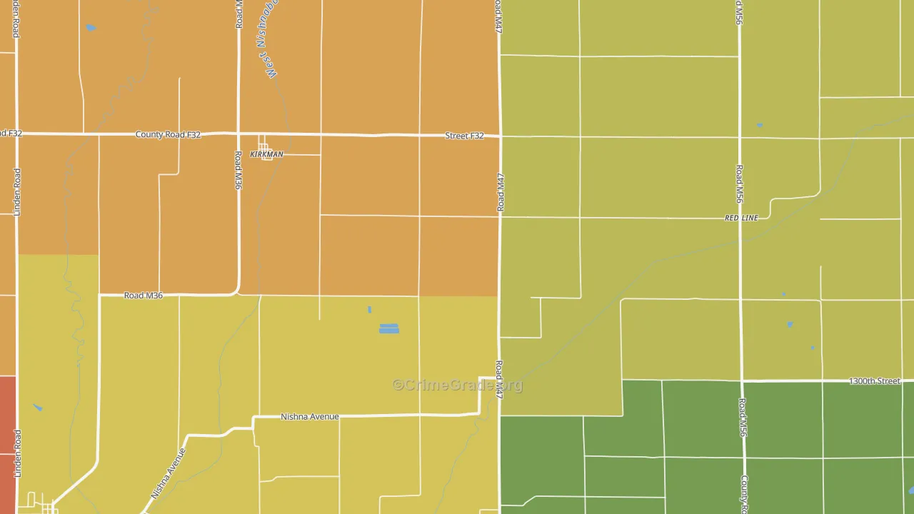 Kirkman, IA Map of Vandalism Rates